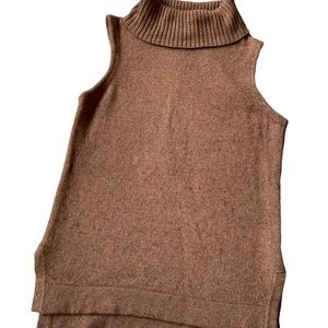 J. CREW Turtleneck Sleeveless Sweater Brown Wool Blend